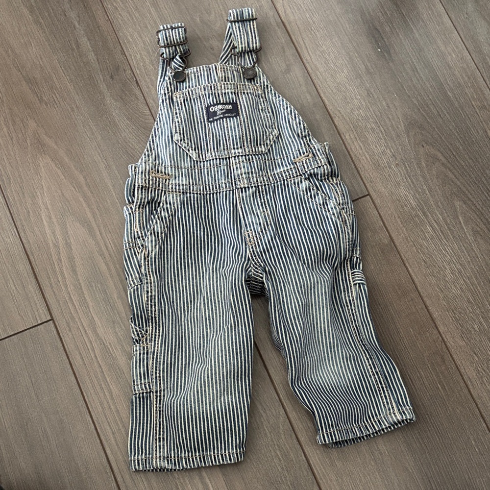 OshKosh B'gosh Navy and White Stripe Kids Overalls 6 month